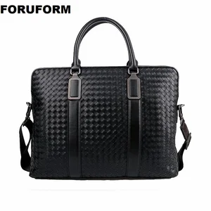 Мужской деловой портфель из натуральной кожи с переплетением, повседневная мужская сумка через плечо, сумка-мессенджер, мужские сумки для ноутбука, мужская дорожная сумка