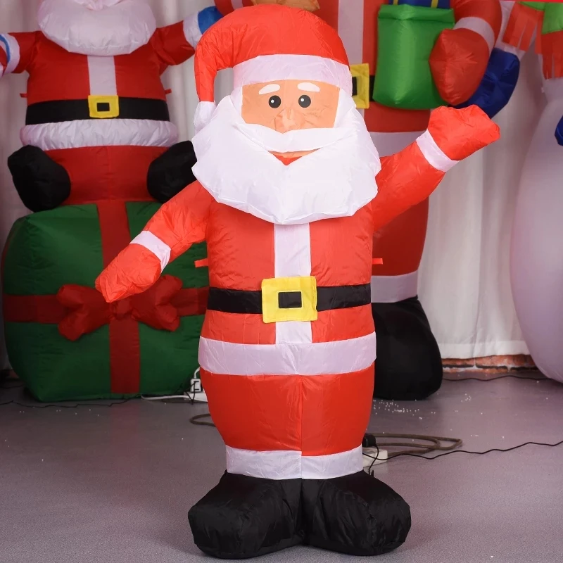 

105 см надувной Санта-Клаус, светодиодное Новогоднее Рождественское украшение, рождественское Надувное Внутреннее и наружное украшение для ...