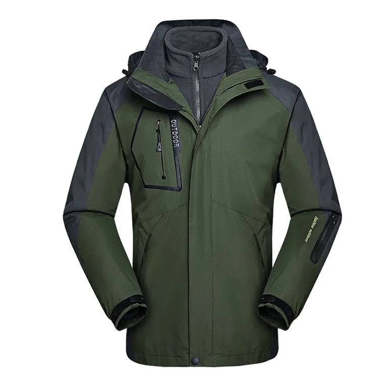 Men Army Green Mountainskin для мужчин и женщин зимние 2 шт. флисовые походные куртки для спорта на открытом воздухе Кемпинг Треккинг термо лыжное пальто VA644 - Цвет: Men Army Green