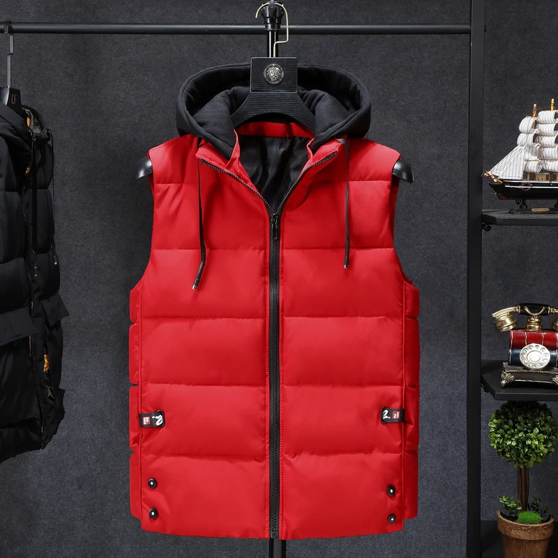 Winter Jackets Casual Mens Thick Vests Men Hoodie Coats Male Cotton Padded Warm Slim Sleeveless Waistcoat | Мужская одежда