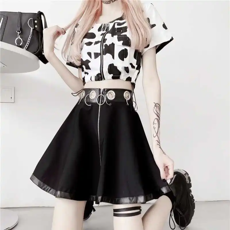 Модный женский летний костюм новый корейский стиль короткий топ с узором в виде