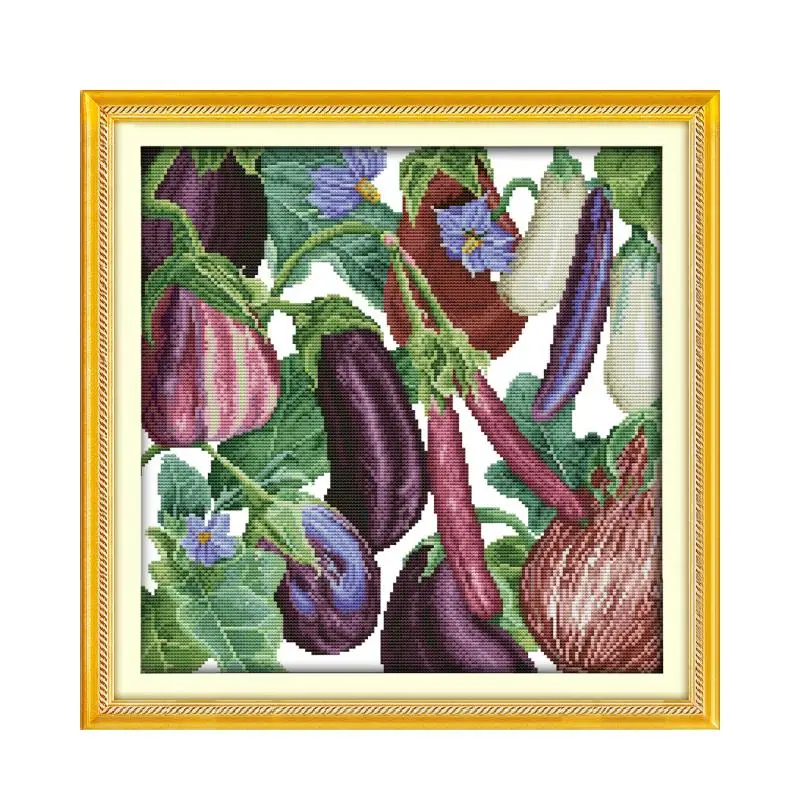 

Eggplant (2) cross stitch kit 14ct 11ct count print canvas stitching embroidery kits
