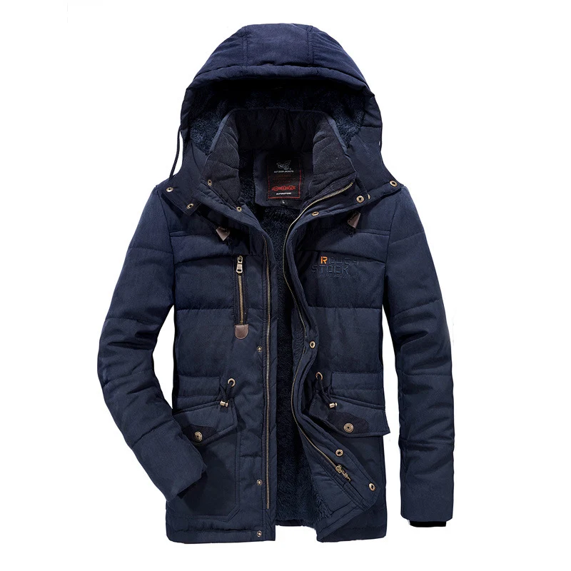 

Men's Military Tactical Jacket 2020 Winter Casual Hooded Fleece Parka Mens Thick Warm Cotton Padded Cargo Flight Outwear Fashion
