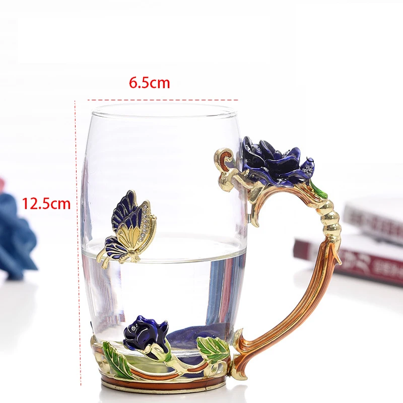Синяя/красная эмалированная хрустальная чашка чайный цветок стекло высокого