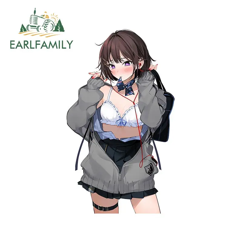 

EARLFAMILY 13 см x 7,7 см для фиолетовых глаз, короткие волосы, девушка, автомобильная наклейка, водонепроницаемая, «сделай сам», наклейка, доска для ...