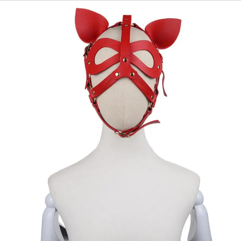 Women Sexy Mask Half faceCosplay Leather sex Mask Halloween Party Mask Masquerade Ball Fancy Masks Punk collar S0890