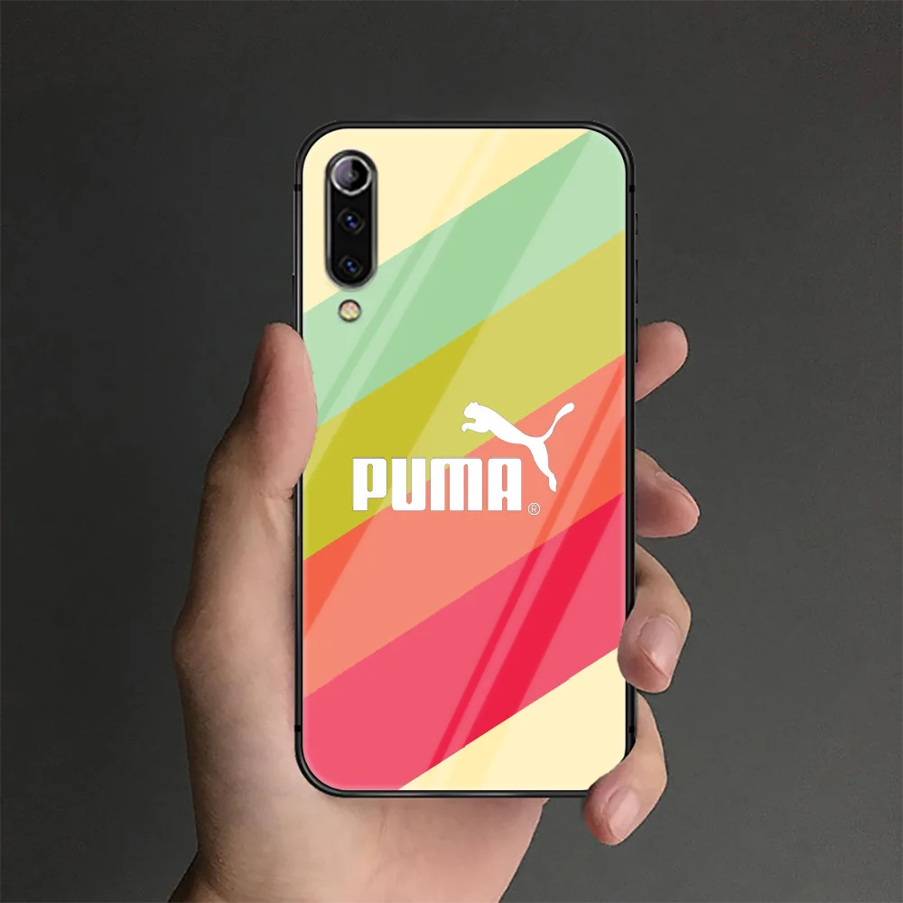 

Sports Brand Puma Phone Tempered Glass Case Cover For Xiaomi Mi A3 Max3 Note 9 10 I T Pro Lite Ultra 3D Silicone Black