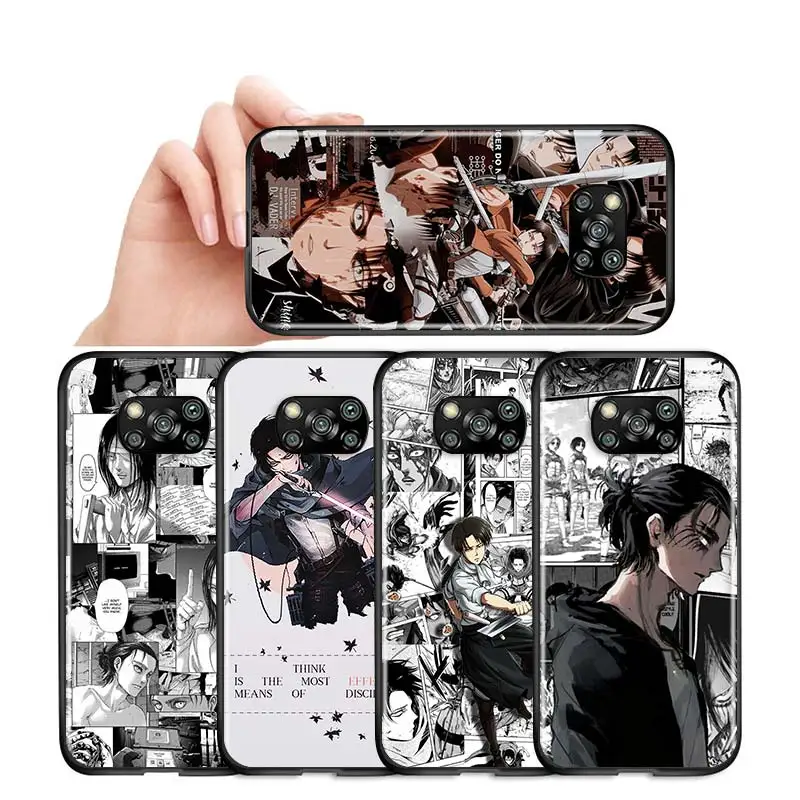 

Attack On Titan Japanese Anime For Xiaomi Civi Poco X3 NFC F3 GT M3 M2 X2 F2 Pro C3 F1 Play Mix 3 A2 A1 6X 5X Black Phone Case