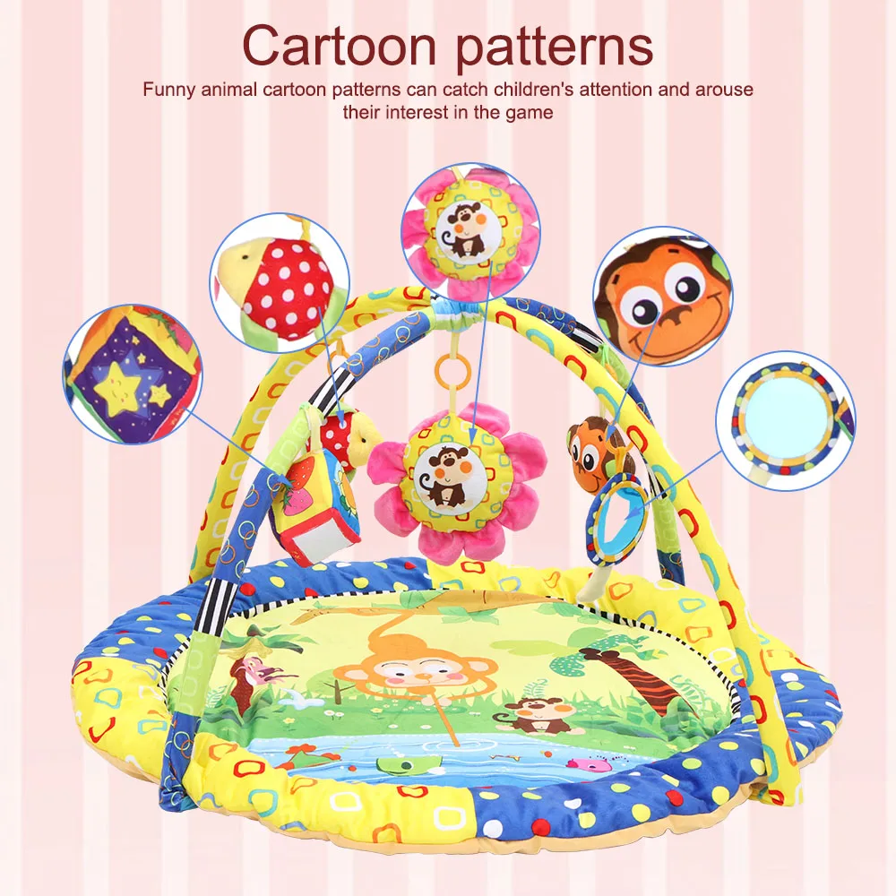 

Monkey Soft Cotton Baby Play Mat Playmat With Educational Toys Baby Gym Music Crawling Mat Crawling Blanket