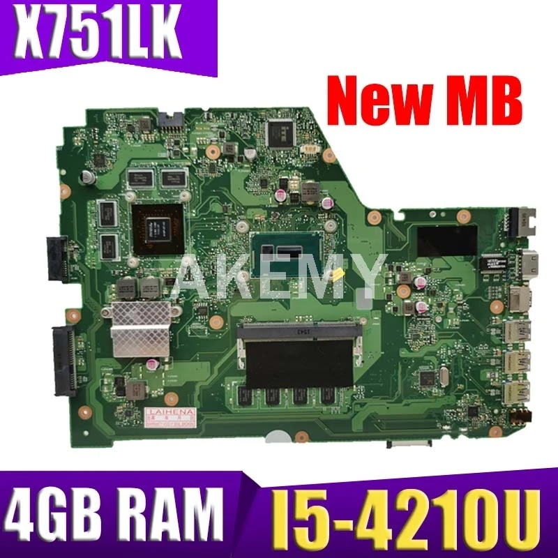 

Материнская плата X751LK, материнская плата X751LK GTX850M i5-4210/4200U 4 Гб RAM, материнская плата REV 2,0 для ASUS X751LK X751LKB X751L A751L, материнская плата для ноутбука