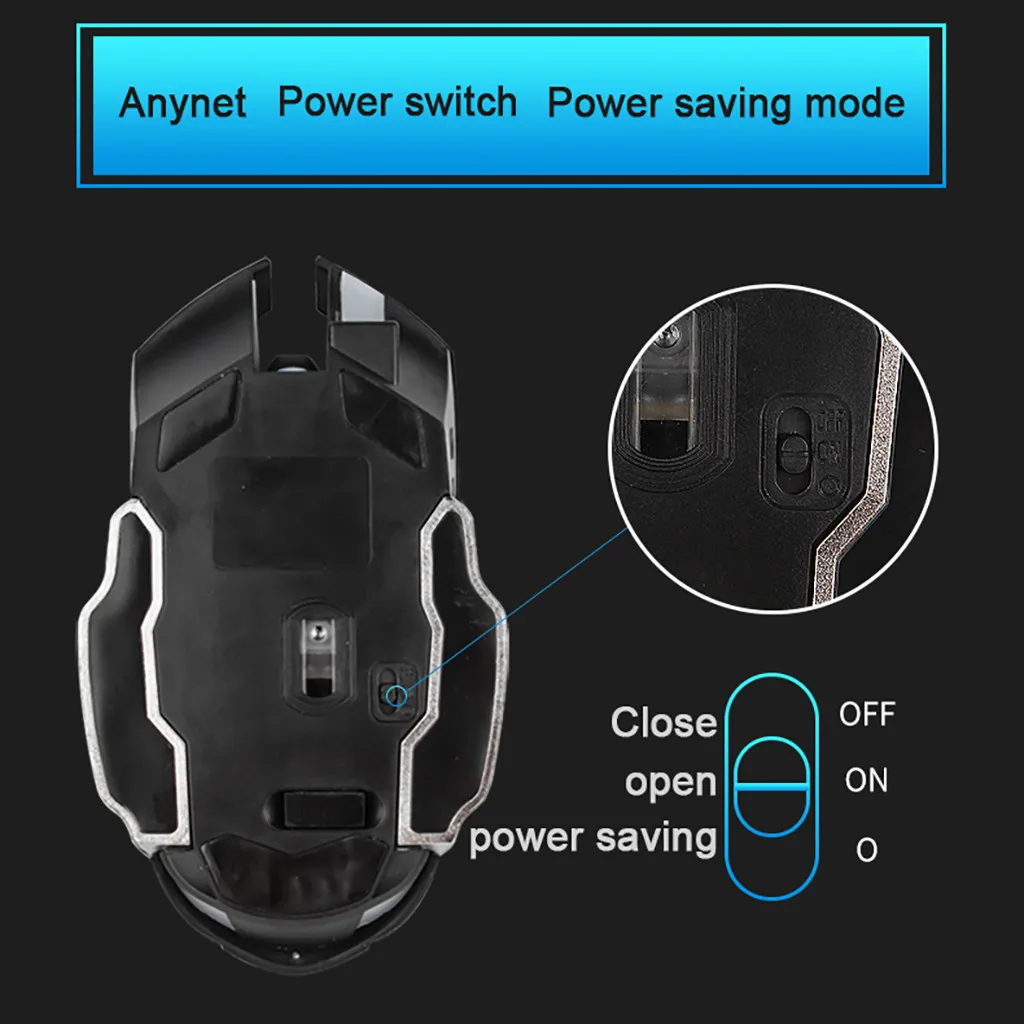 Rechargeable 2.4Ghz Wireless Mouse Silent Illuminated Mechanical Mouse USB Gaming Mouses 2400dpi 7 Colors Raton Inalambrico