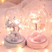 led cartoon resin night light guardian deer sakura flower star lamp romantic bedroom decor boy girl kids birthday xmas gift