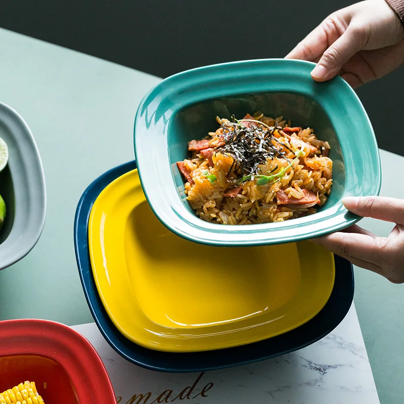 

ceramic Europe plates dinner serving nordic breakfast tray cutlery plate sets vajilla completa de platos Tableware BD50DP