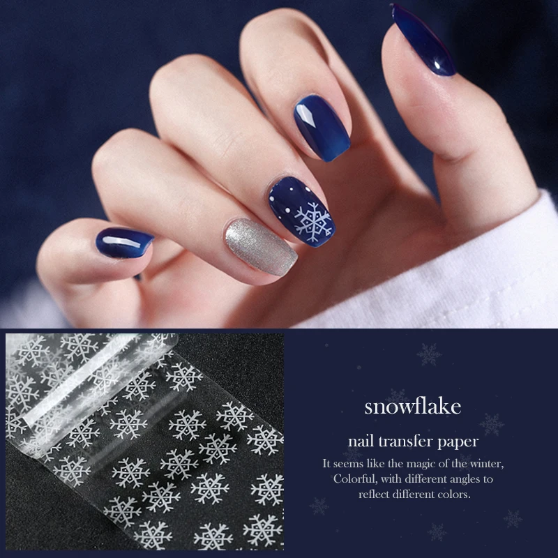 

Nail stickers 100x4cm christmas pattern for nail sticker 3D white snowflake star christmas Nail Art transfer sheets