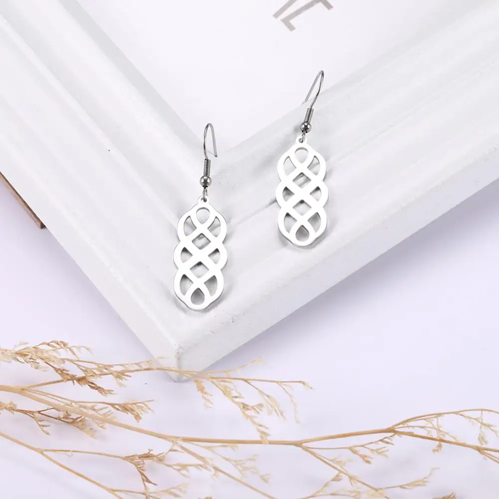 Sipuris Celtic Knot Long Drop Earrings Stainless Steel Irregular Geometric Dangle Women Retro Personality Ear Jewelry | Украшения и