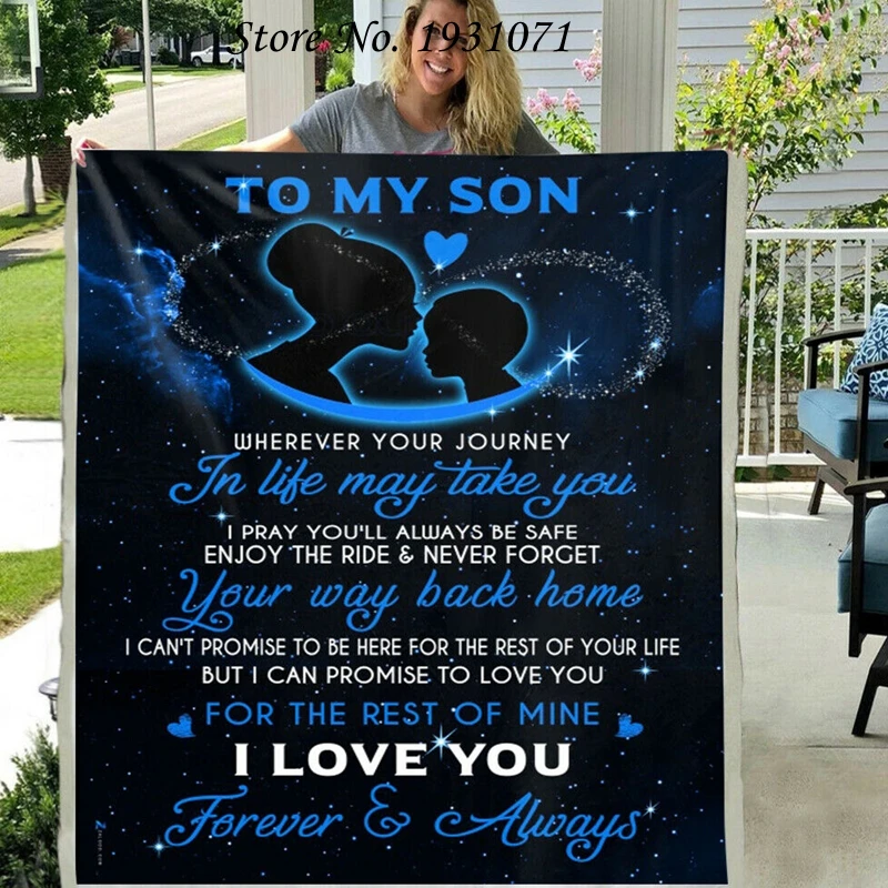 

Gift Letter To My Son 3D Printed Fleece Blanket for Beds Thick Quilt Fashion Throw Blanket From Love Mom L121