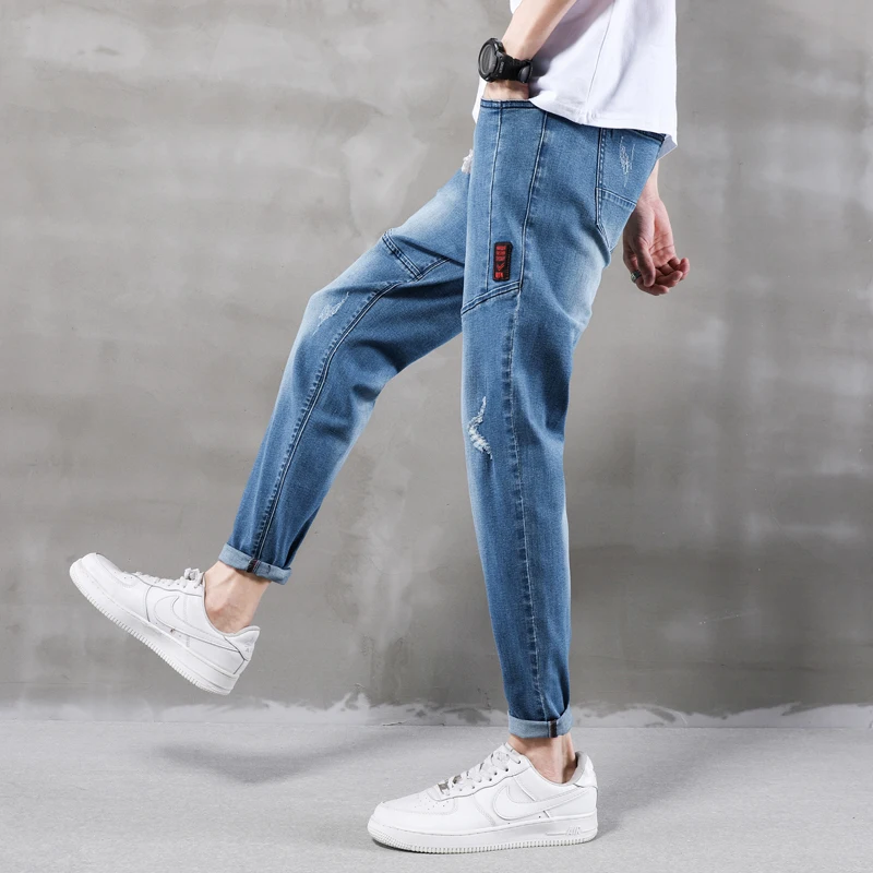 WWKK 2020 джинсы большого размера Серые Синие мужские шаровары плюс Осенние