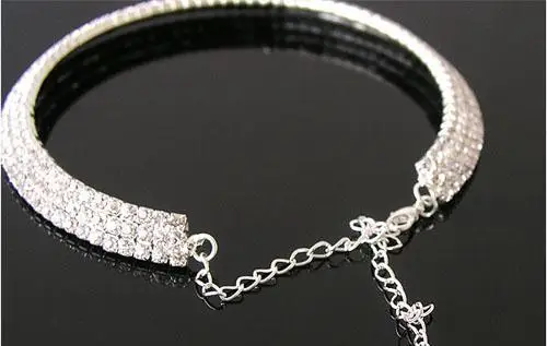 

belly Dance necklace Diamante Crystal Diamond Rhinestone Necklace Choker collar Silver Wedding Party Chain 1/2/3/4/5 Row