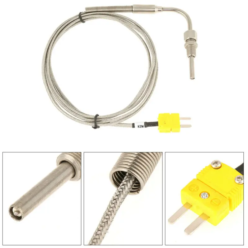 

K-Type Thermocouple Exhaust Probe High Temperature Sensor Threads 2M EGT 0-1250degree Thermocouples Adjustable Pressure Lock