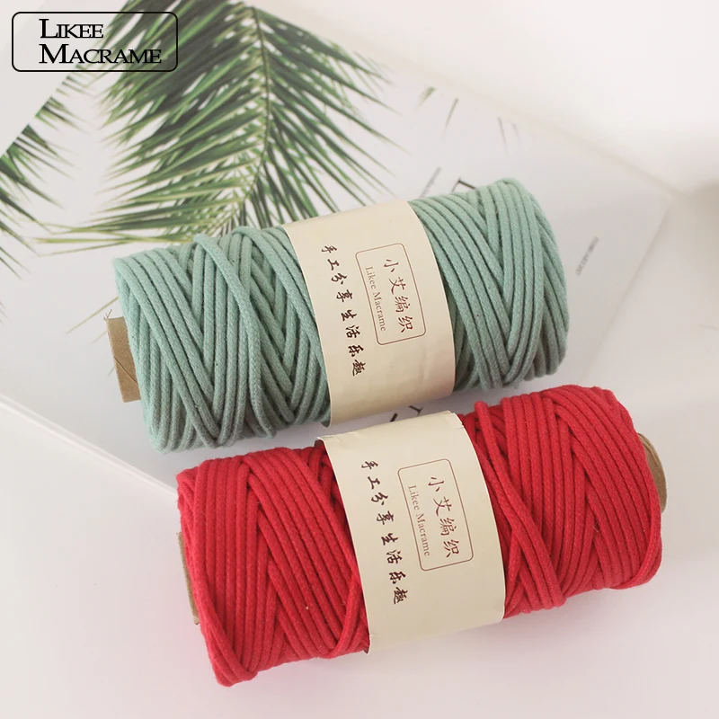 Шнур из 100% хлопка 4 мм цветной плетеный шнур с твердым сердечником для настенных