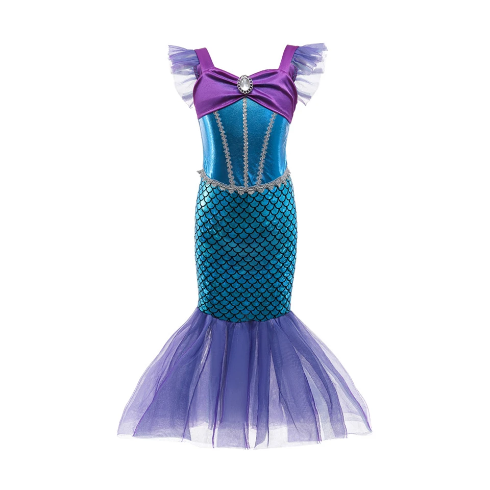 Детский костюм Русалочки Ариэль косплей принцессы для девочек американская