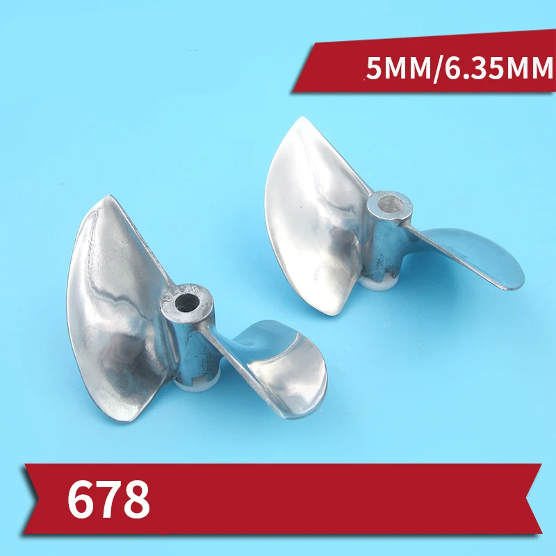 H&eacute;lice de dos cuchillas 678 P1.6, aleaci&oacute;n de aluminio D78mm, h&eacute;lices de 5mm 6,35mm, accesorios de agujero/paleta para barcos de gasolina RC, 1 unidad-0