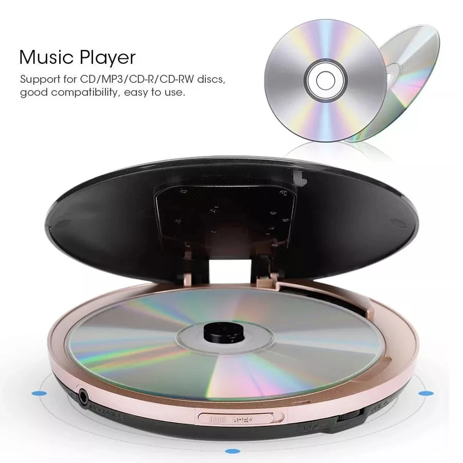 Портативный Перезаряжаемый CD плеер HOTT Bluetooth 5 0 с FM передатчиком сенсорной кнопкой