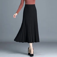 thickened knitting skirt autumn and winter womens pleated skirt long a line skirt woman skirts mujer faldas saias mulher