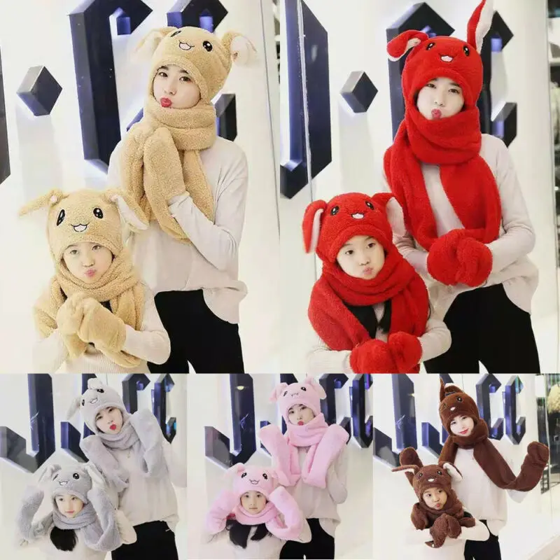 Забавная плюшевая шапка с движущимися ушами подушкой безопасности отрезаным