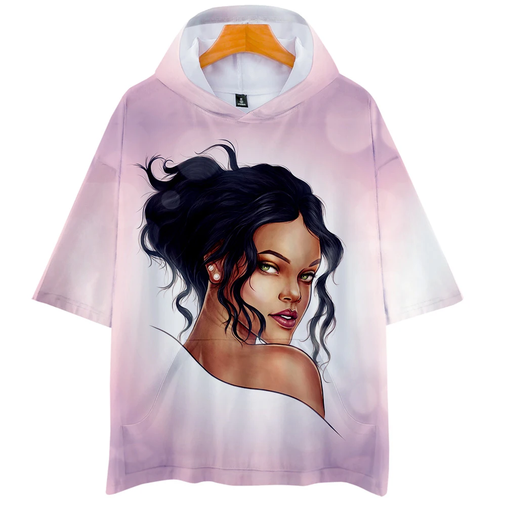 Rihanna Singer/модель актер Толстовки с капюшоном футболка короткими рукавами и