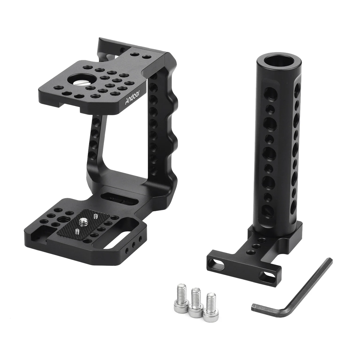 Andoer Photography Video Camera Cage Aluminum Alloy+Hand Grip for BMPCC 4K/BMPCC 6K Camera+1/4&amp3/8" Monitor Microphone |