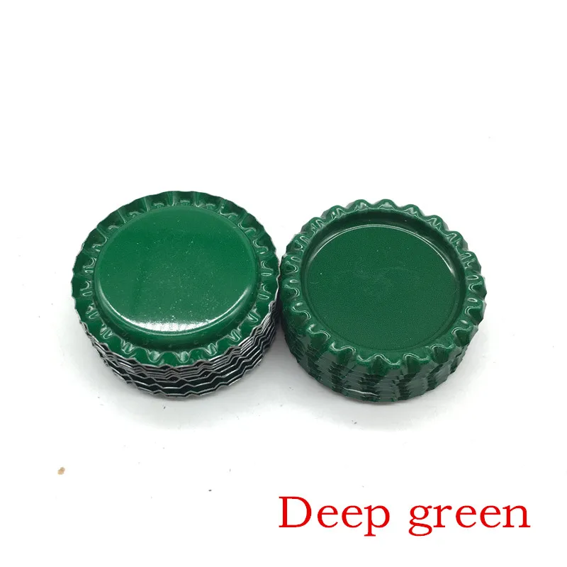 Deep green Новое поступление, 24 цвета, с обеих сторон, металлические фланцевые крышки для бутылок без отверстий, плоские крышки для бутылок для ожерелья, украшения для волос - Цвет: Deep green