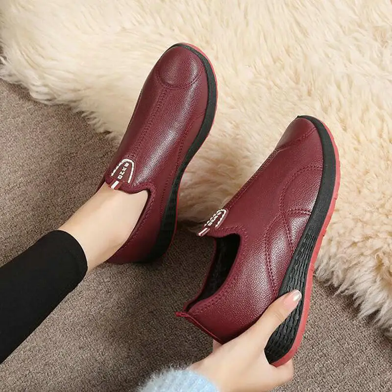 2019 зимние сапоги женские водонепроницаемые теплые меховые без застежки ботинки