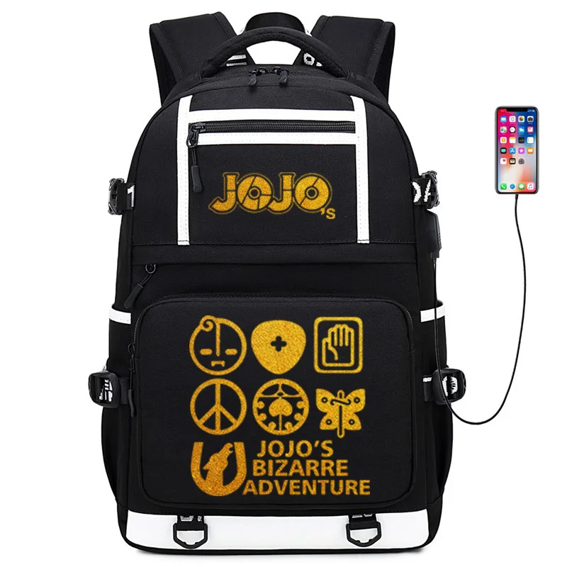 JoJo невероятное приключение с золотым принтом школьная сумка большой дорожный Рюкзак Школьные сумки Oxford для девочек-подростков с рисунком из аниме книжные сумки