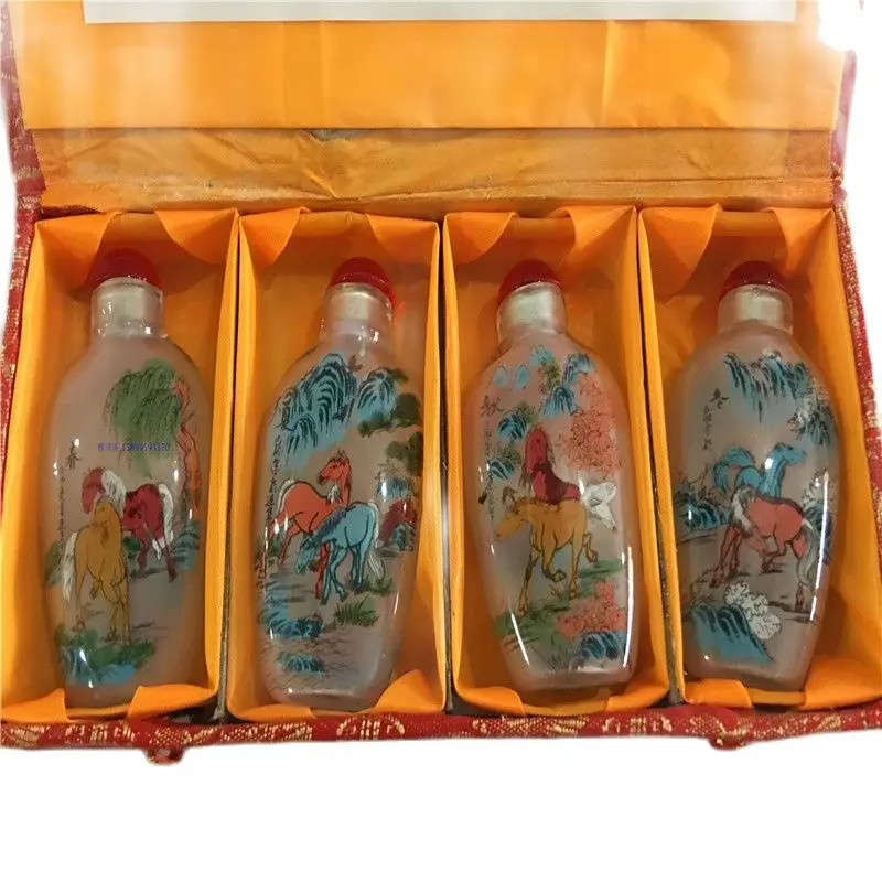 Коллекция из восьми Картин Лошадей табак бутылка с китайской ручной работы