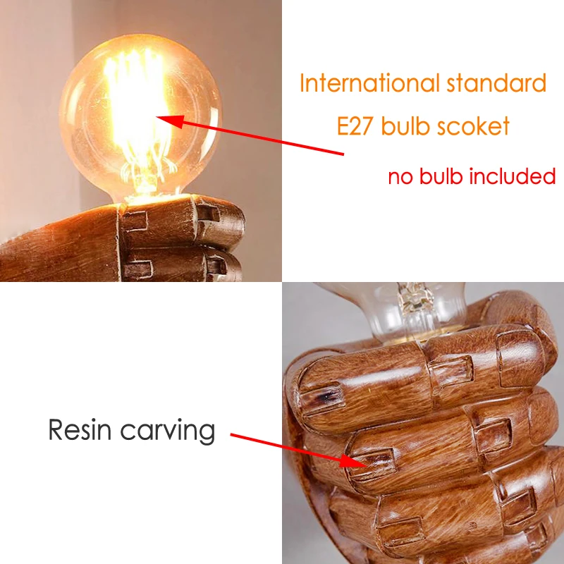 Настенный светильник из смолы в виде кулака стиле ретро лампа для лофта