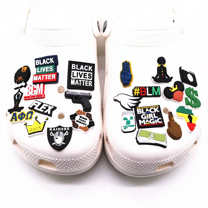 Black Girl Magic Shoe Charms Accessories Black Lives Matter BGM BLM Dollar Shoe Decoration for croc jibz Kids Party X-mas Gifts