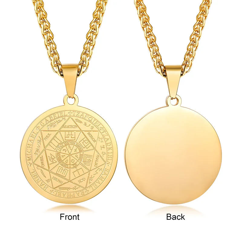 

Men Necklace The Seal of the Seven Archangels Seals of Solomon Kabbalah Stainless Steel Talisman Jewelry