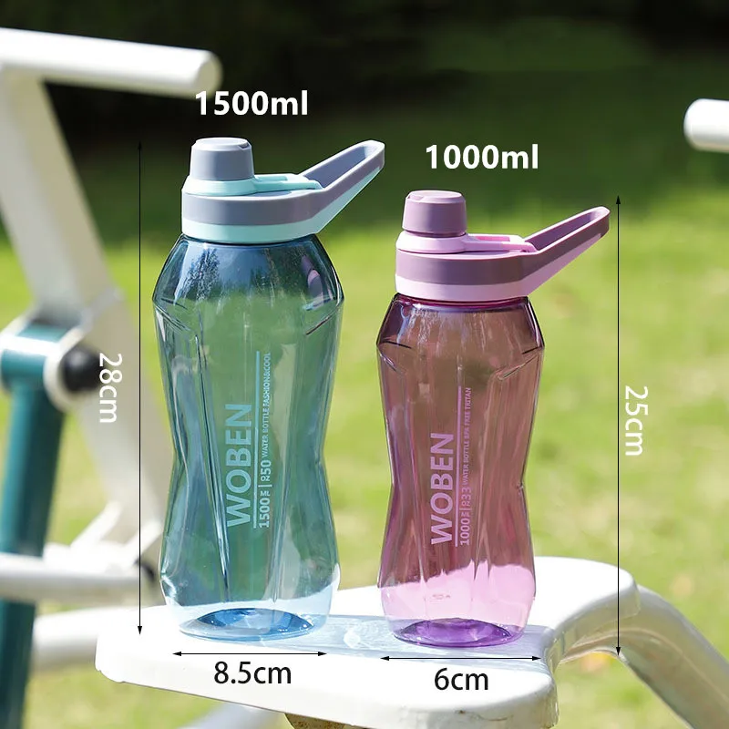 

1500ml/1000ml Portable Plastic Water Bottles BPA Free Sport Drinking Bottle Outdoor Camping Cycling Hiking Sports Shaker Bottles