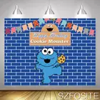 Милый голубой фон с изображением еды печенья маленького монстра для танцев детское украшение для стола на день рождения фотография детский фон на заказ