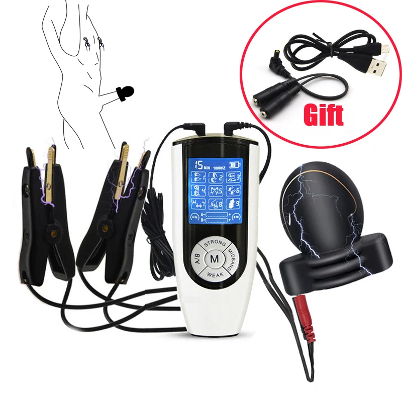 Массажная чашка с электрическим током для головки задержка члена зажим сосков