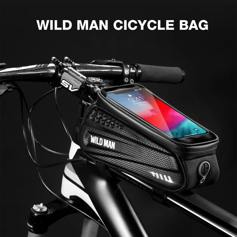 

WILD MAN mountain bike bag rainproof and waterproof 4.7~6.5 inch touch screen mobile phone bag bicycle top tube bag saddle bag