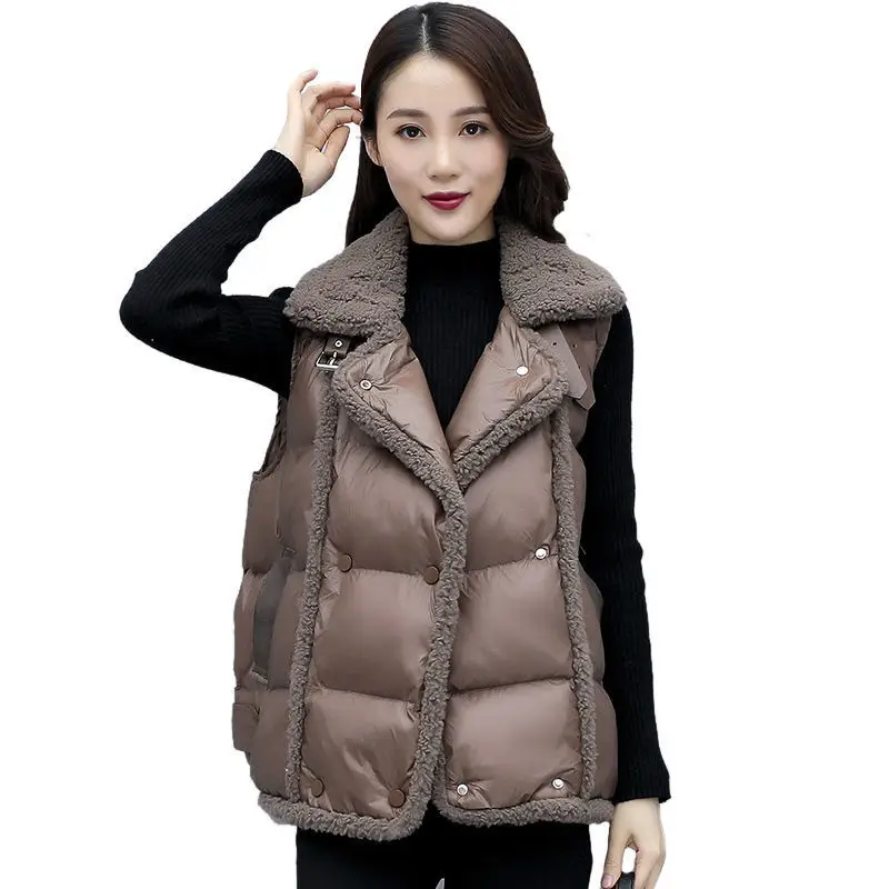 

Lamb hair vest women autumn and winter wear 2020 new loose bread clothes waistcoat shoulder foreign-style cotton jacket jacket