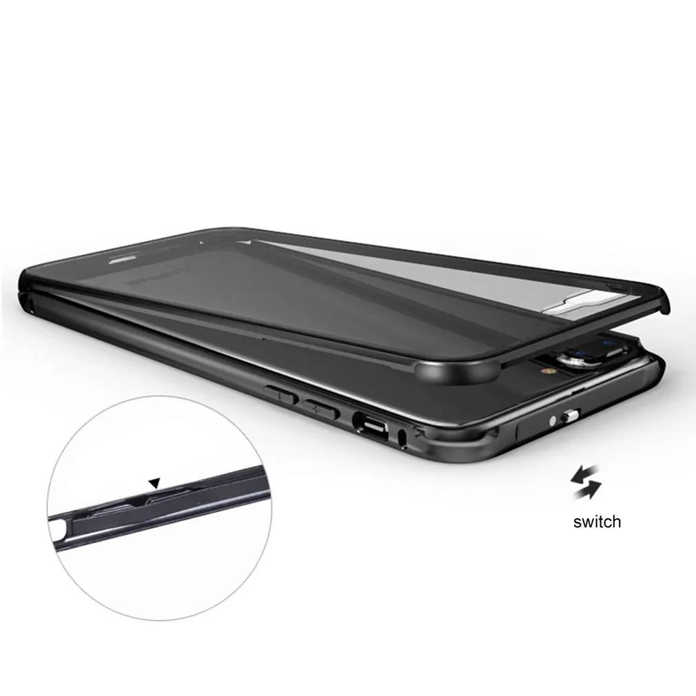 Metal Frame Phone Bumper Case With 9H Tempered Glass Back Cover Shockproof Protective For iPhone 8 plus |