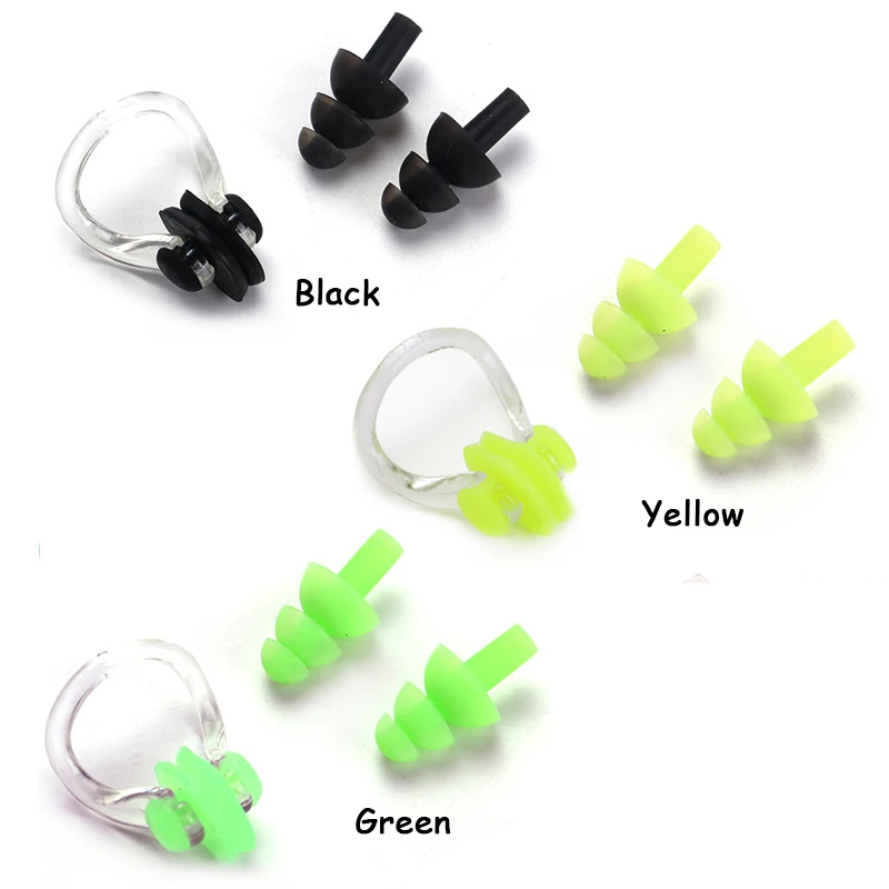 Party Favors Swimming Essential Tool Soft Silicone Nose Clips + 2 Ear Plugs Earplugs Gear Pool Accessories Water Sports | Дом и сад