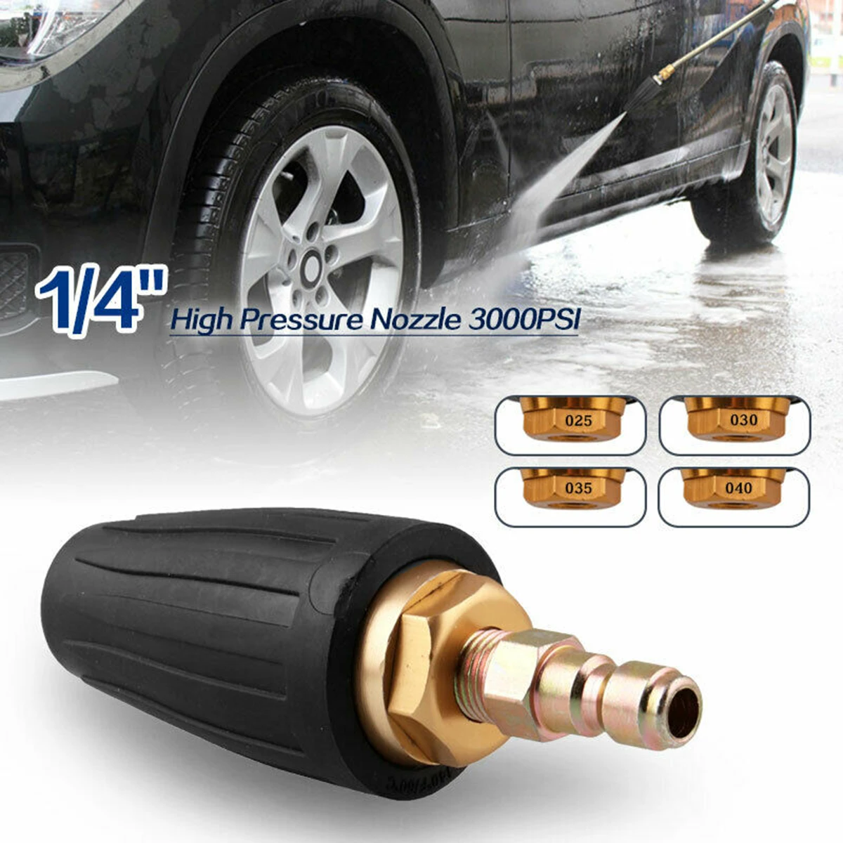 

1*Copper Turbo Nozzle High Pressure Washer Rotating Turbo Nozzle 3000PSI 2.5-4 GPM 1/4" Quick Connect