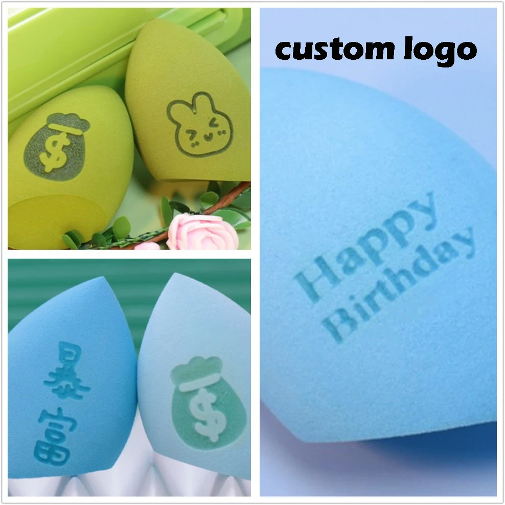 

44pcs Print Your LOGO Beauty Blender Makeup Sponge Gradient Color Foundation Concealer Sponge Powder Cosmetic Puff Make Up Tool
