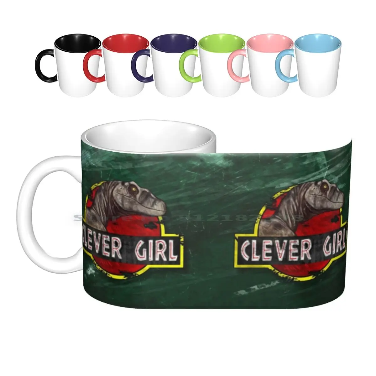 

Умные керамические кружки для девушек, кофейные чашки, Кружка для молока и чая, кружка Raptor, велоцираптор, веер фильма, динозавр, умный логоти...