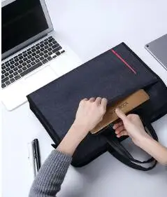

Leather canvas large capacity portable office information bag customized business meeting document bag strong and durable briefc