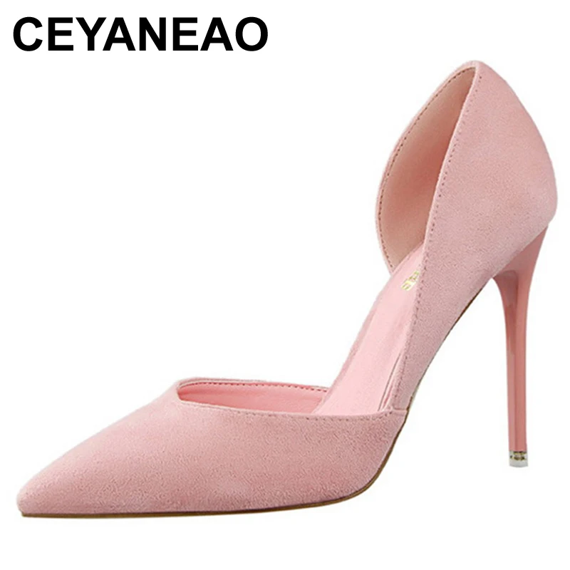 

CEYANEAO 2021Spring Summer Women Pumps Shallow Hollow High Heels With 10cm Women Shoes Party Wedding Stiletto